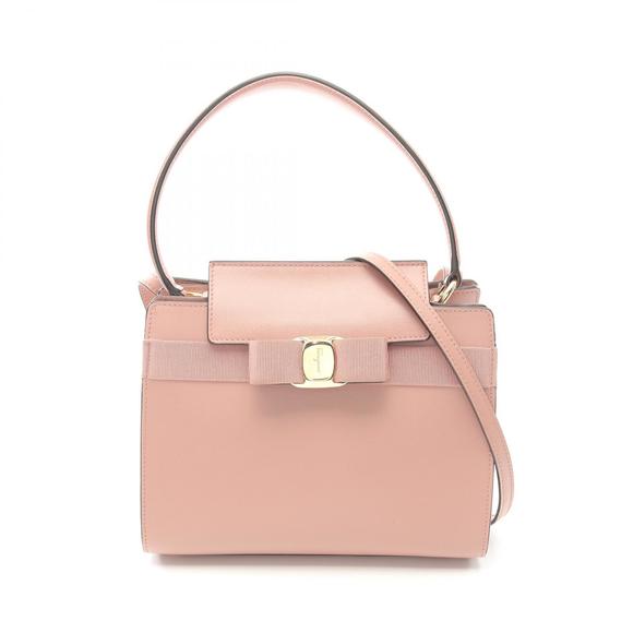Salvatore Ferragamo Handbag Ribbon Pink Leather Vara - Picture 1 of 8